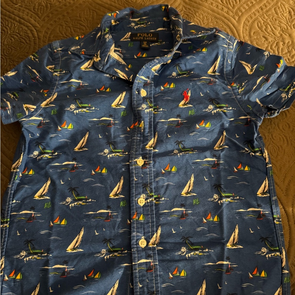 Polo by Ralph Lauren Blue Casual Button Down Shirt Nautical Theme